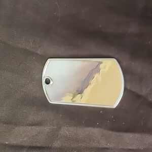 Gucci Sterling Silver Engraved Dog Tag Pendant Charm